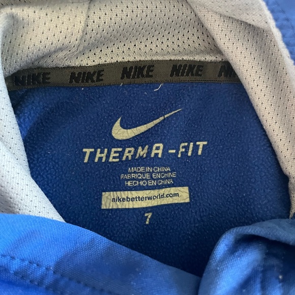 Nike Therma-fit Hoodie Boy's Sz 7 Blue/Gray Sweatshirt Long Sleeve Poly Youth - Picture 2 of 3